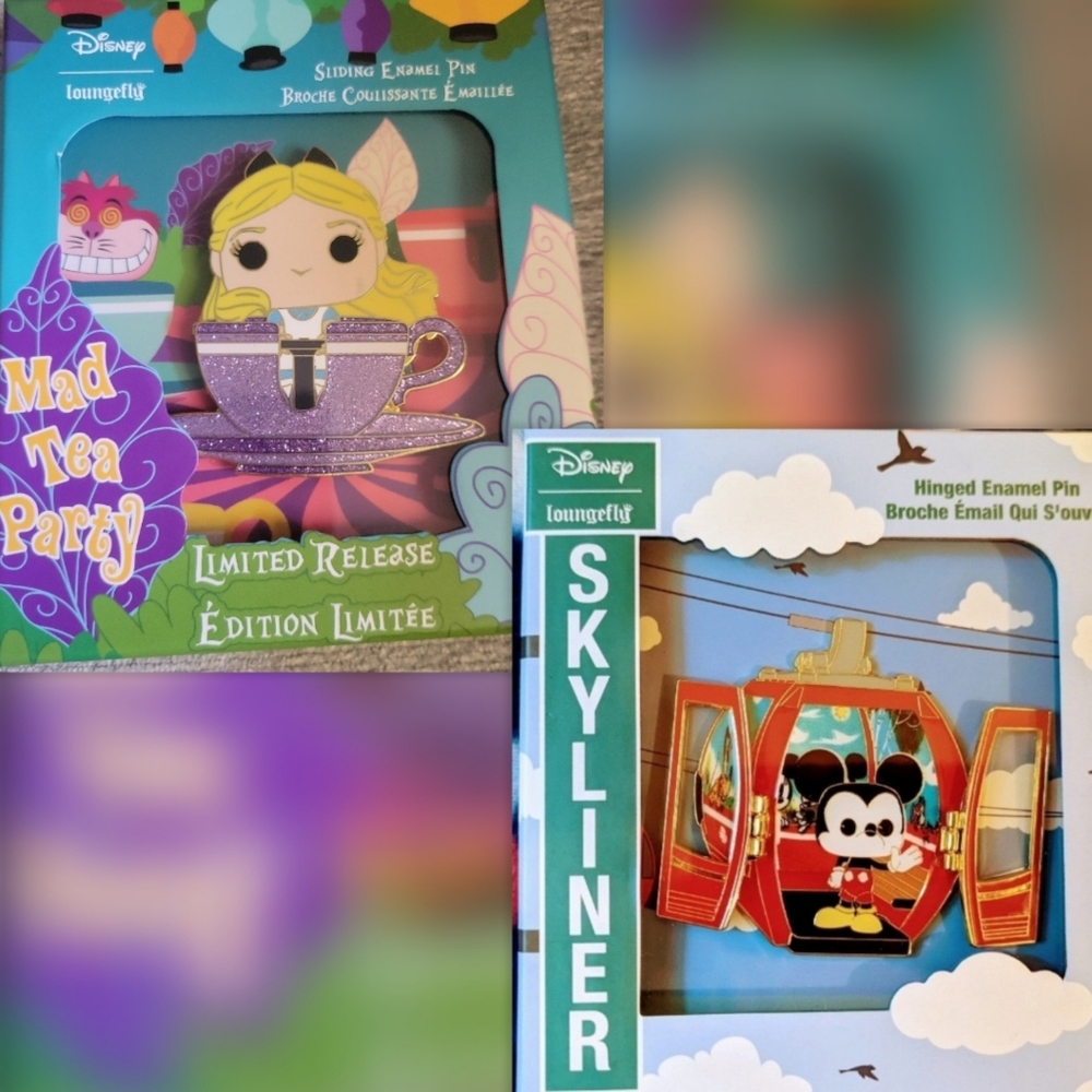 Loungefly disney POP pin bundle alice in wonderland & mickey mouse skyliner
